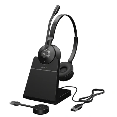Afbeelding van Jabra Engage 55 On Ear headset Telefoon DECT Stereo Zwart Incl. oplaad en dockingstation, Volumeregeling, Microfoon uitschakelbaar (mute)