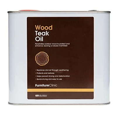 Afbeelding van Teak Olie 2,5 Liter Furniture Clinic hout Versterken &amp; Beschermen UV Bescherming Herstelt en voorkomt uitdrogen aantasting Sneldrogend Natuurlijke matte afwerking Tuin Meubilair