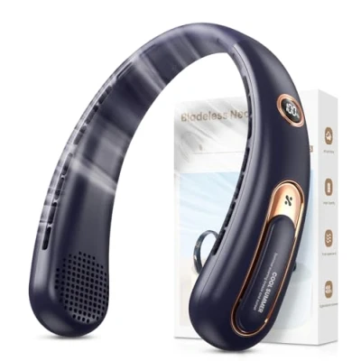 Afbeelding van Nekventilator, 4000mAh Oplaadbaar via USB (15U), 3 Snelheden &amp; 360 Luchtstroom, Led Display, Stille Ventilator voor Kantoor, Reizen, Sport, Buiten (Wit)