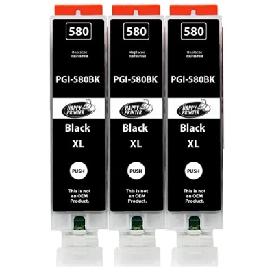 Afbeelding van Happy Printer 3 XL cartridges compatibel met Canon PGI 580 PGBK voor Pixma TR7500 TR7550 TR8550 TS6100 TS6150 TS6151 TS6250 TS6251 TS6350 TS6351 TS705 TS9540 TS9541c TS9550 TS9551c