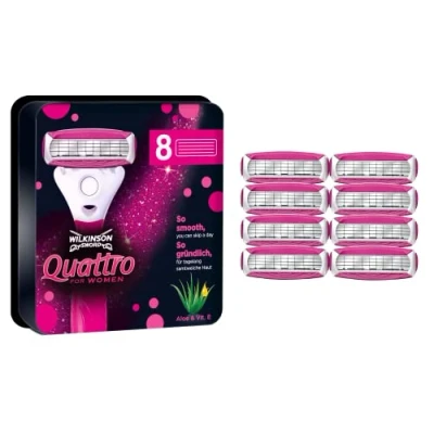 Afbeelding van Wilkinson Sword 7001147V Quattro For Women reservemesjes, 8 stuks,Roze.