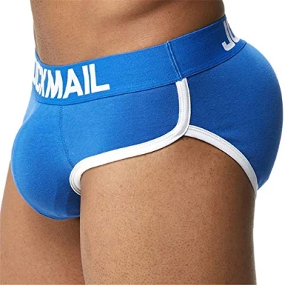 Afbeelding van JOCKMAIL Heren slips met billenkussen, ondergoed, atletisch fietsondergoed, kort, katoen, heupondergoed, push up cup Blauw, L