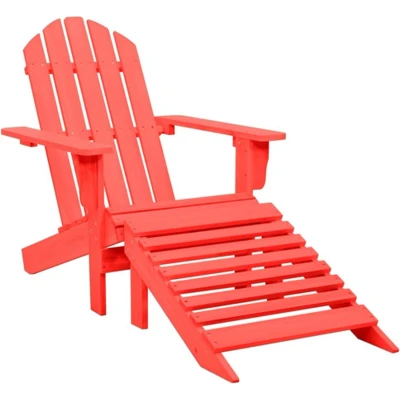 Afbeelding van Tuinstoel Adirondack Met Voetenbank Massief Vurenhout Roze 1 / Rood