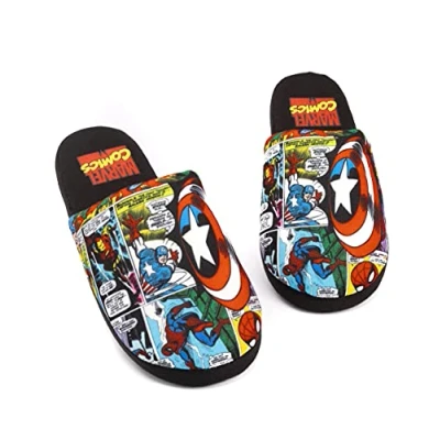 Afbeelding van Marvel Avengers Comic Slip on House Pantoffels voor heren, zwart, 41/42 EU