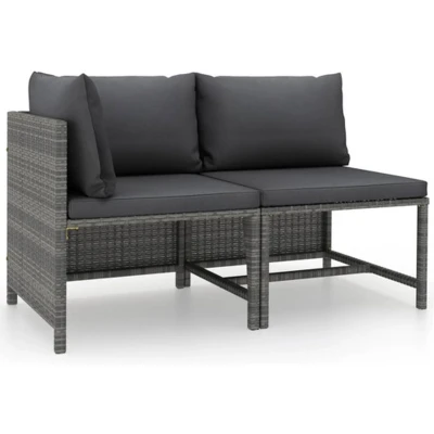 Afbeelding van vidaXL 2 delige Loungeset met kussens poly rattan grijs