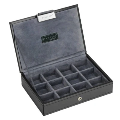 Afbeelding van STACKERS Men&#039;s Executive Black Mini Lidded STACKER with Grey Velvet Finish Lining