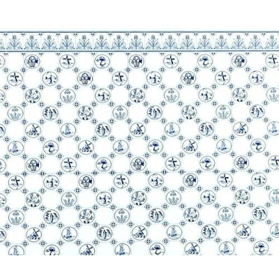 Afbeelding van Melody Jane Poppenhuis Miniatuur Print 1:12 Schaal Delfts Hollands Blauw &amp; Wit Tegel Behang