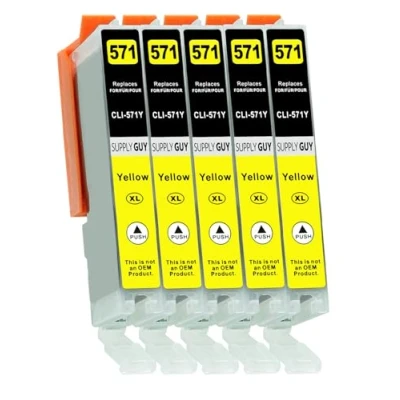 Afbeelding van Supply Guy 5 XL Inktpatronen met chip compatibel Canon CLI 571 Geel voor Pixma MG5700 MG5750 MG5751 MG6800 MG6850 MG7750 TS5000 TS5050 TS5055 TS6050 TS8050 TS9050 TS9055 en andere