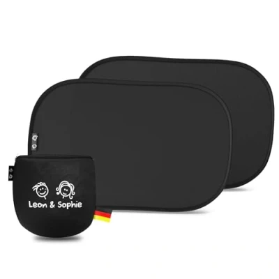 Afbeelding van Leon&amp;Sophie Zonwering auto baby met uv bescherming UPF 50+ gecertificeerd zijruit zuignap autoraam voor kinderen verduistering raam