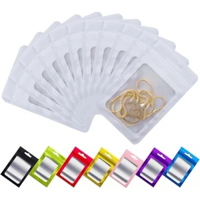 Afbeelding van Rimiko 50 stuks Hersluitbare Mylar Zak, Ritssluiting Plastic Zakjes voor Voedsel, Rits Zakken met Doorzichtig Venster, Ziplock Kleurverpakking (Wit, 16 x 24 cm)