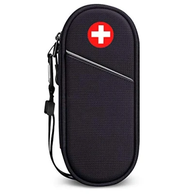Afbeelding van SITHON EpiPen Medische Draagtas Geïsoleerd, Reismedicatie Organizer Tas Noodzaak voor 2 EpiPens, Astma inhalator, Anti histamine, Auvi Q, Allergiemedicijn Essentials, (Zwart)