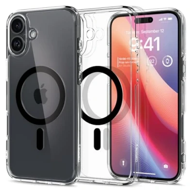Afbeelding van Spigen Ultra Hybrid MagFit Hoesje Geschikt voor Apple iPhone 16 Plus Compatibel met MagSafe Back Cover Zwart