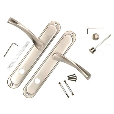 Afbeelding van KOTARBAU Deurklink, 90 mm, wc deurgreep, satijn, deurbeslag, deurgarnituur, lang schild, deurkrukset, binnendeur, buitendeur, handgreep, poortbeslag