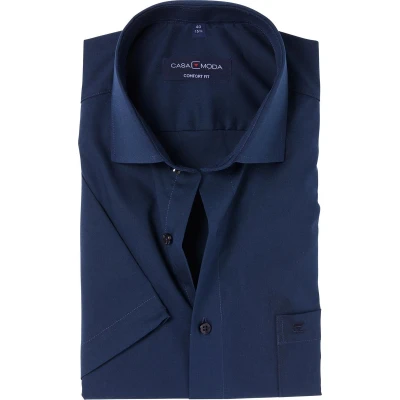 Afbeelding van CASA MODA comfort fit overhemd korte mouw donkerblauw Strijkvrij Boordmaat: 42