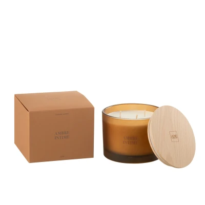 Afbeelding van J Line geurkaars Accords Essentiels Ambre Intime oker