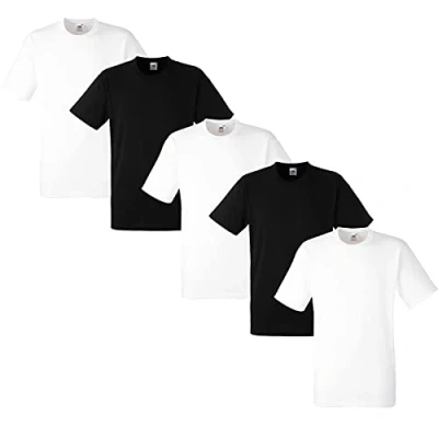 Afbeelding van Fruit of the Loom T shirt voor heren, 5 pack, zwaar katoen, M L XL XXL 3XL, diverse kleurensets, 3 wit/2 zwart, 3XL