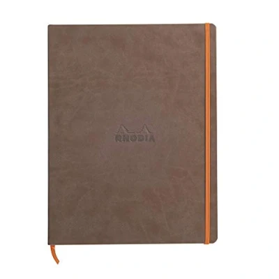 Afbeelding van Rhodia Rhodiarama Notitieboek (met zacht deksel in A4+, 220 x 297 mm, 80 vellen, microgeperforeerd, gelinieerd, met elastiek, bladwijzers, rekbare binnenzak) 1 stuk, chocoladebruin