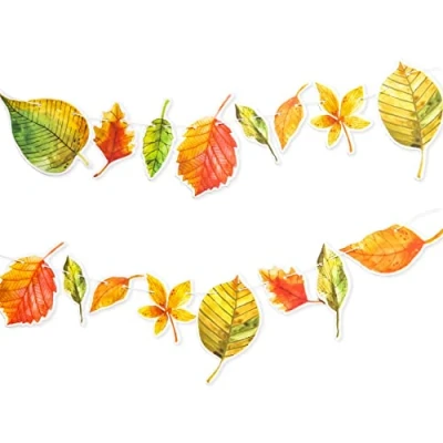 Afbeelding van Papierdrachen 10 m slinger als herfstdecoratie, decoratie om te knutselen voor jongens en meisjes, bladeren, creatief project kinderdagverblijf school