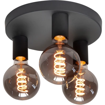 Afbeelding van Highlight Plafondlamp Basic Zwart 3 lichts Ø 25 cm E27