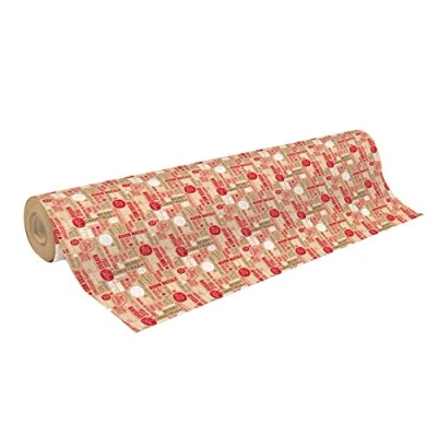 Afbeelding van Clairefontaine 223811C 1 rol kraftpapier, rauw, gerecycled, afmetingen: 50 x 70 cm, g, motief: Kerstmis rood/groen gerecycled papier, ideaal voor geschenkverpakkingen, DIY, creatieve hobby&#039;s