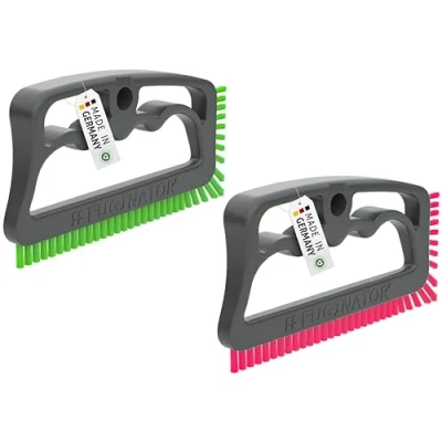 Afbeelding van FUGINATOR® Voegenborstel bundel grijs/groen &amp; grijs/roze reinigingsborstel voor voegenreiniging in badkamer, toilet, keuken enz. reiniging van wand en vloertegels handige borstel voegen