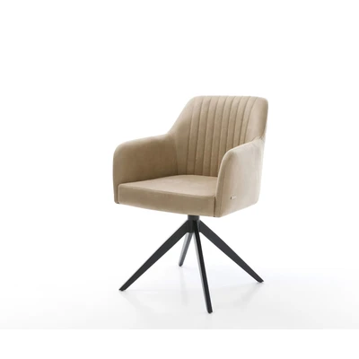 Afbeelding van DELIFE Draaistoel Greg Flex microvelours beige vintage kruisframe breed zwart 360 draaibaar rocker functie pocketveer kern