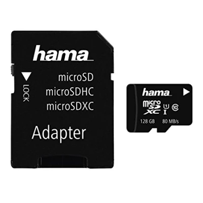 Afbeelding van Hama microSDXC kaart (128GB, Class 10, UHS I, 80MB/s, incl. SD adapter voor foto)