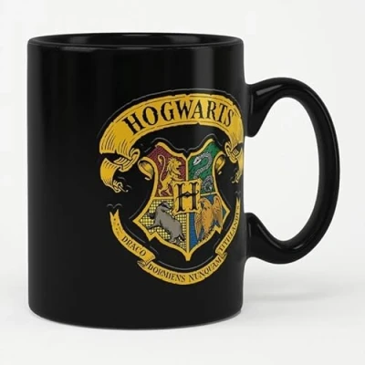 Afbeelding van Harry Potter Hogwarts Crest Kop zwart Keramiek Unisex Fan merch, Film,