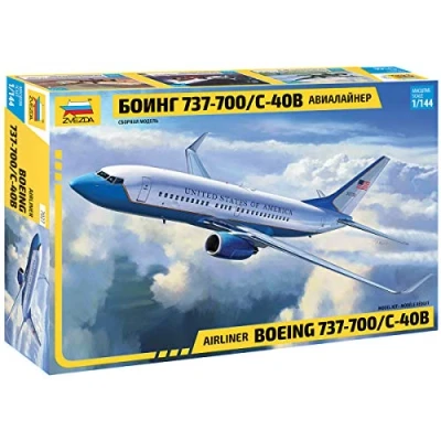 Afbeelding van Zvezda 500787027 1:144 Boeing 737 700 / C 40 plastic bouwset modelbouwset montagekit voor beginners gedetailleerd, wit blauw
