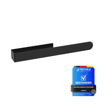 Afbeelding van Ibergrif M34454B handdoekhouder, zelfklevend, 37 cm, voor badkamer, zonder boren, roestvrij staal, zwart