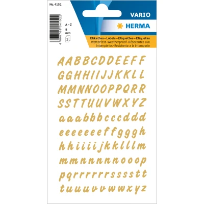 Afbeelding van 10x Herma Letters 8 mm A Z watervast folie transparant goud 2 vellen