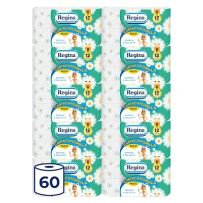 Afbeelding van Königin Papetamille toiletpapier, verpakking van 60 rollen, 300 vellen per rol, zacht en consistent, licht geparfumeerd met kamille essentie, 100% FSC gecertificeerd
