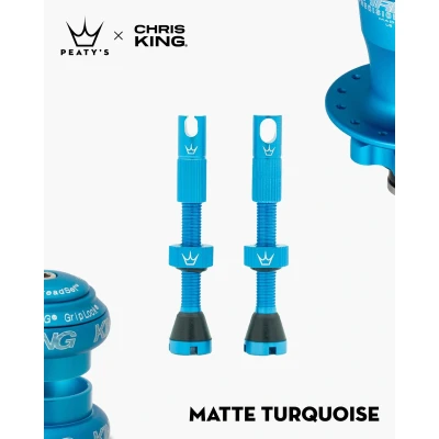 Afbeelding van Peaty&#039;s Tubeless Ventiel 80mm Chris King (MK2) Turqoise