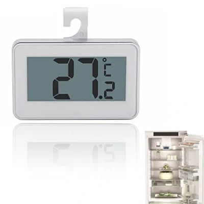 Afbeelding van Digitale koelkastthermometer, koelkastthermometer met lcd display en haak voor binnen, buiten, huis, restaurants, bars, cafés (wit)