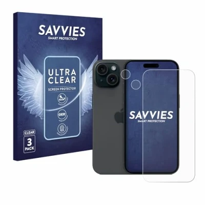 Afbeelding van Savvies Screenprotector voor Apple iPhone 15 (Voor+Camera) Folie Beschermfolie transparant (6 Stuks)