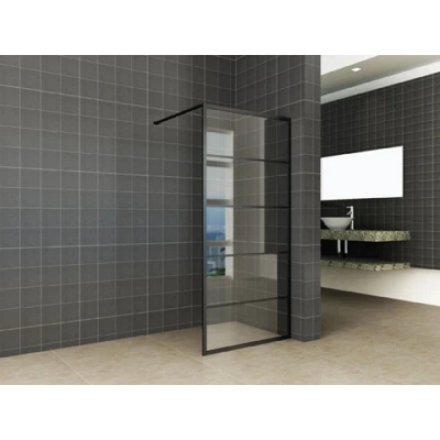 Afbeelding van Wiesbaden Horizon inloopdouche mat zwart raster 100 cm 8 mm Nano