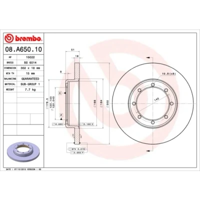 Afbeelding van Brembo Remschijf 08.A650.10