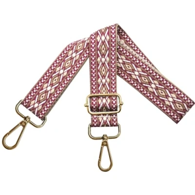 Afbeelding van Verstelbare schouderriem voor dames, draagriem, tassenriem om te wisselen, tasriem breed 3,8 cm, met gouden karabijnhaak, schoudertas, handtassen, roze wit, N19