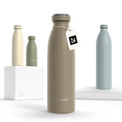 Afbeelding van LARS NYSØM &#039;Ren&#039; Roestvrijstalen drinkfles 500ml BPA vrij geïsoleerde waterfles 0,5 Liter Greige