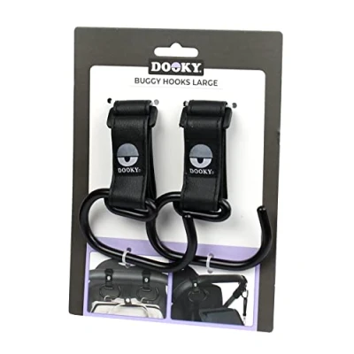 Afbeelding van Dooky Buggy/Kinderwagen Haak groot 2 stuks Zwart