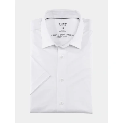 Afbeelding van OLYMP Luxor Jersey Overhemd 24/Seven Wit maat 38 Heren Overhemden Casual Effen met Modern fit Pasvorm Stretch