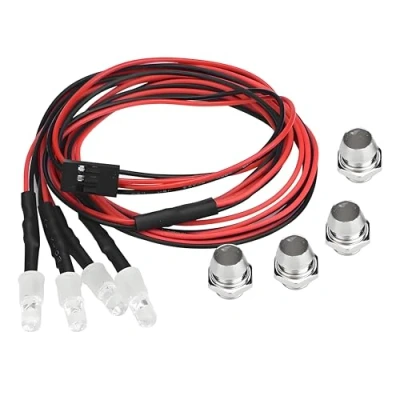 Afbeelding van RC Auto Led verlichting, 4 Stuks 5mm Koplamp Achterlicht Set Voor 1/10 Model Vrachtwagen Accessoires (13 # Wit Licht + Rood Licht)