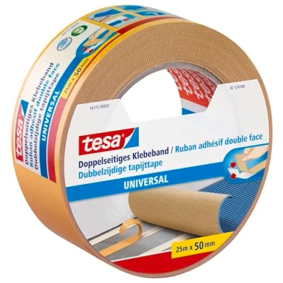 Afbeelding van tesa Dubbelzijdige Tapijttape Universal Multifunctionele vloertape, ook voor hobby&#039;s Vloerbedekkingstape tapijt Bruin 50 mm x 25 m