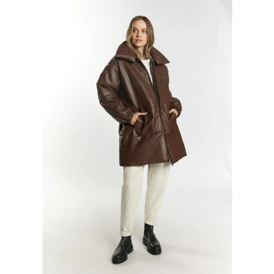 Afbeelding van DREIMASTER Vintage Dames Leren Jas XL / Bruin 100% Lamsleer