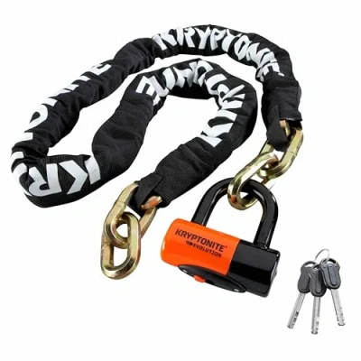 Afbeelding van Kryptonite Chains &amp; Disc Padlocks, Catena New York 1217 con Ghiera Evs4 Unisex Adulto, Arancione, 12 mm x 170 cm