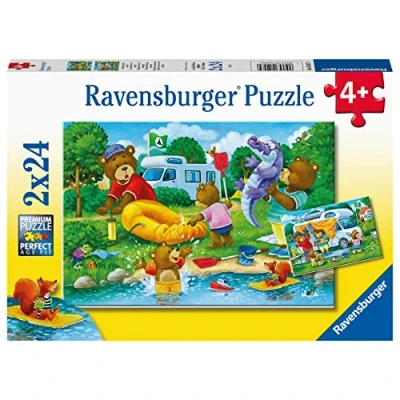 Afbeelding van Ravensburger Kinderpuzzel 2x24 stukjes De familie Beer gaat kamperen