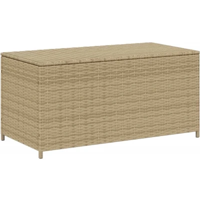 Afbeelding van vidaXL Tuinbox met wielen 190 L poly rattan gemengd beige