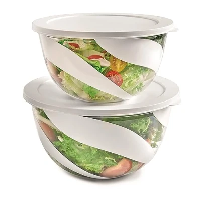 Afbeelding van Snips Saladekommenset, 3 en 5 l, slakom met deksel, wit, gemaakt in Italië, BPA vrij