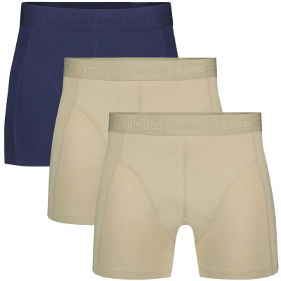 Afbeelding van Bamboo Basics Heren Bamboe Boxershorts Rico (3 pack) Navy, Khaki &amp; Ton Sur Ondergoed Boxershort Lange pijp Maat XXL