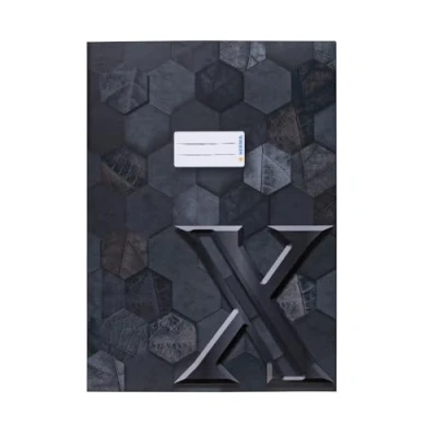 Afbeelding van HERMA 20091 schriftomslag, A4, karton, zwart, 10 stuks, veredelde maphoes met tekstveld van stevig en extra sterk papier, hexagon patroon, motief voor schoolschriften, gekleurd